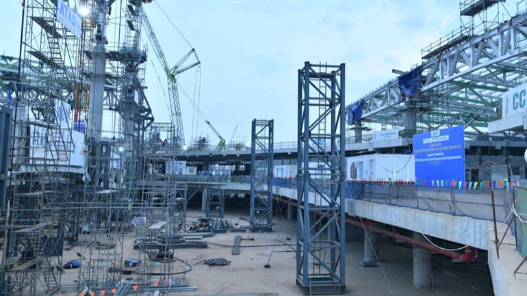 Công trường xây dựng Nhà ga hành khách Cảng hàng không quốc tế Long Thành.