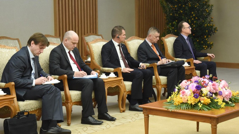 Lãnh đạo Tập đoàn Rosatom tại buổi tiếp. (Ảnh: TRẦN HẢI)