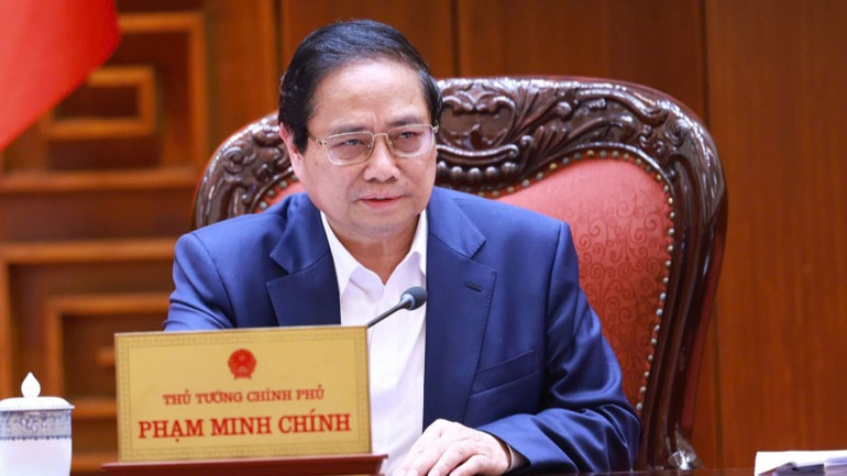 Thủ tướng Phạm Minh Chính phát biểu ý kiến tại cuộc họp. (Ảnh: TRẦN HẢI)