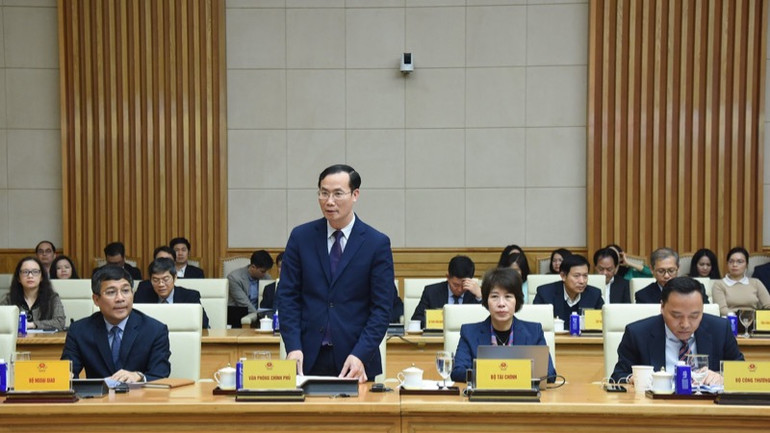 Lãnh đạo Văn phòng Chính phủ phát biểu ý kiến tại Toạ đàm. (Ảnh: TRẦN HẢI)