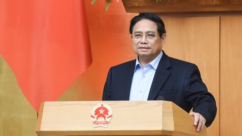 Thủ tướng Phạm Minh Chính phát biểu ý kiến kết luận phiên họp. (Ảnh: TRẦN HẢI)