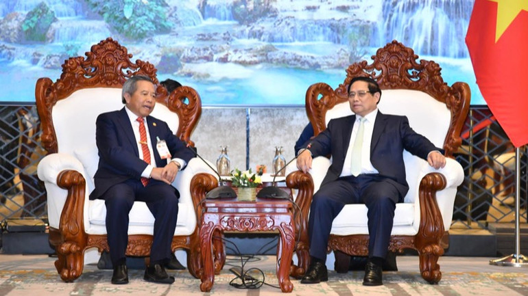 Thủ tướng Phạm Minh Chính tiếp Chủ tịch Trung ương Hội Hữu nghị Lào-Việt Nam Boviengkham Vongdara. (Ảnh: THANH GIANG) Thủ tướng Phạm Minh Chính tiếp Chủ tịch Trung ương Hội Hữu nghị Lào-Việt Nam Boviengkham Vongdara. (Ảnh: THANH GIANG)