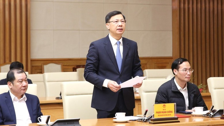 Phó Chủ nhiệm Văn phòng Chính phủ Phạm Mạnh Cường phát biểu cảm tưởng.