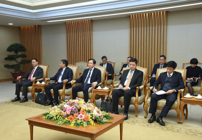 Lãnh đạo các bộ, ngành Việt Nam tham dự buổi tiếp. (Ảnh: TRẦN HẢI)