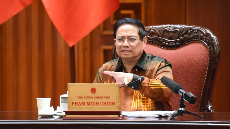 Thủ tướng Phạm Minh Chính phát biểu ý kiến tại cuộc họp. (Ảnh: TRẦN HẢI) Thủ tướng Phạm Minh Chính phát biểu ý kiến tại cuộc họp. (Ảnh: TRẦN HẢI)