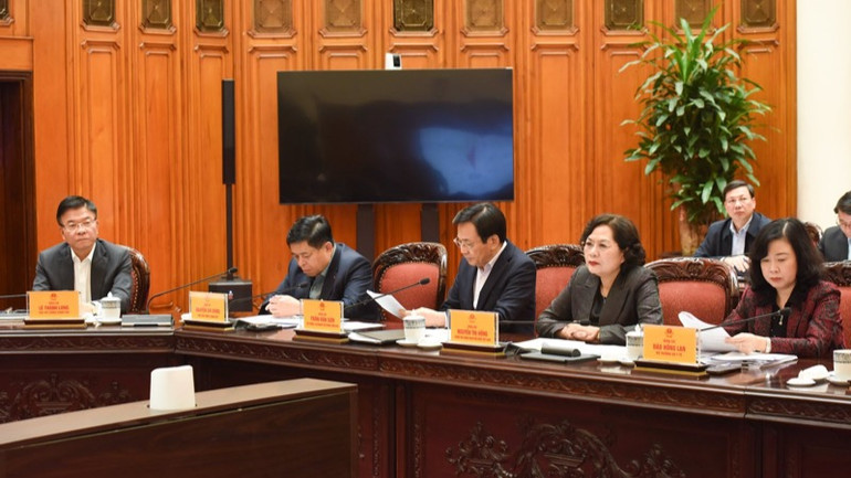 Lãnh đạo Chính phủ, các bộ, ngành tham dự cuộc họp (Ảnh: TRẦN HẢI).