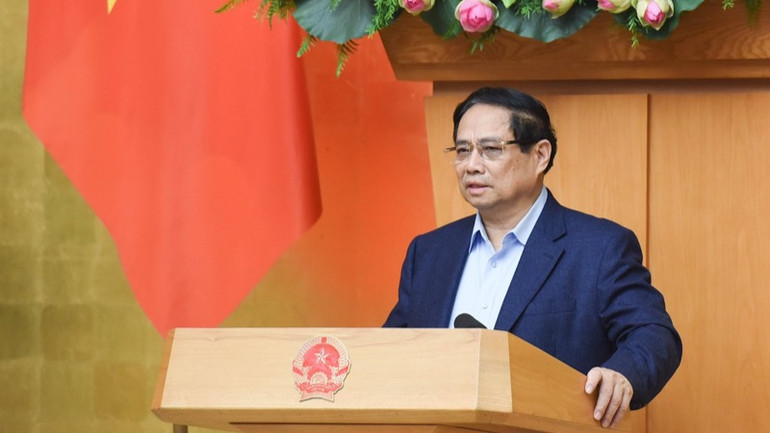 Thủ tướng Phạm Minh Chính phát biểu ý kiến tại phiên họp Chính phủ thường kỳ tháng 2. (Ảnh: TRẦN HẢI)