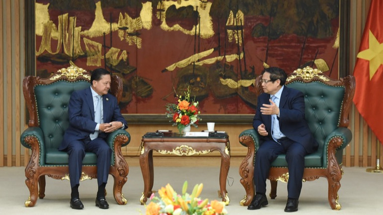 Thủ tướng Phạm Minh Chính tiếp Phó Thủ tướng Campuchia Neth Savoeun.