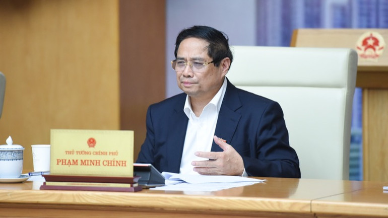 Thủ tướng Phạm Minh Chính phát biểu ý kiến chỉ đạo cuộc họp. (Ảnh: TRẦN HẢI) Thủ tướng Phạm Minh Chính phát biểu ý kiến chỉ đạo cuộc họp. (Ảnh: TRẦN HẢI)