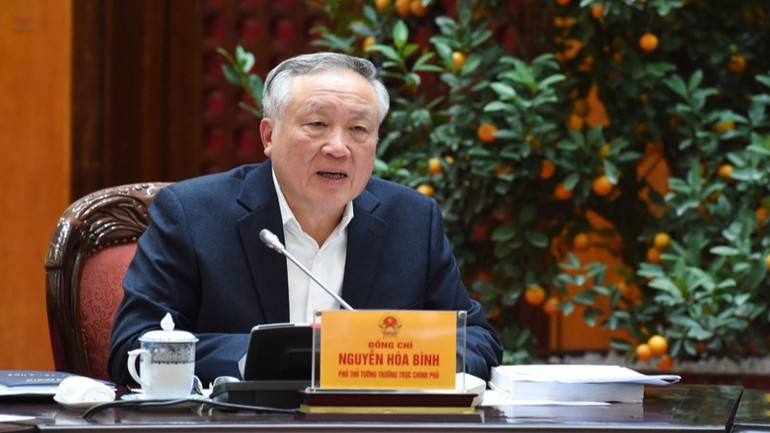 Phó Thủ tướng Thường trực Chính phủ Nguyễn Hoà Bình phát biểu ý kiến tại Phiên họp. (Ảnh: TRẦN HẢI)