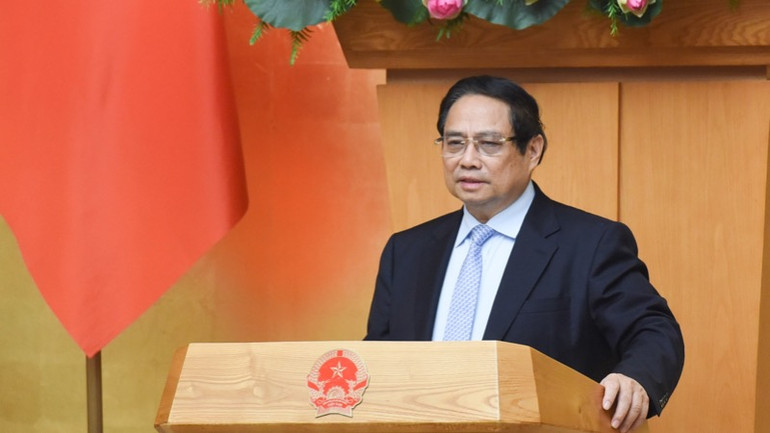 Thủ tướng Phạm Minh Chính phát biểu ý kiến tại phiên họp. (Ảnh: TRẦN HẢI). Thủ tướng Phạm Minh Chính phát biểu ý kiến tại phiên họp. (Ảnh: TRẦN HẢI).