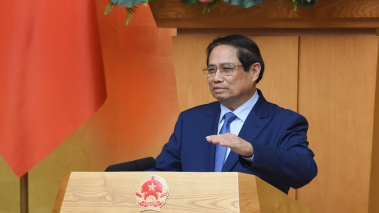 Thủ tướng Phạm Minh Chính phát biểu ý kiến tại phiên họp. (Ảnh: Trần Hải)