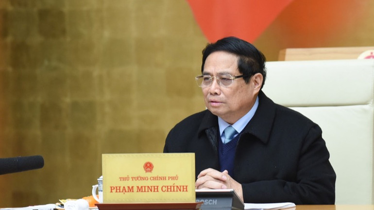 Thủ tướng Phạm Minh Chính phát biểu ý kiến tại cuộc họp. (Ảnh: TRẦN HẢI)