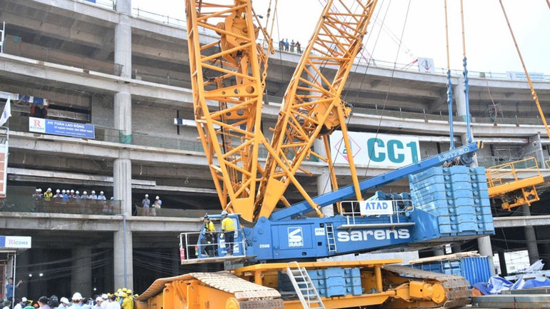 Công trường xây dựng nhà ga chính Cảng hàng không quốc tế Long Thành. (Ảnh: THANH GIANG)