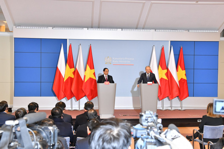 Quang cảnh buổi họp báo sau hội đàm. (Ảnh: THANH GIANG)