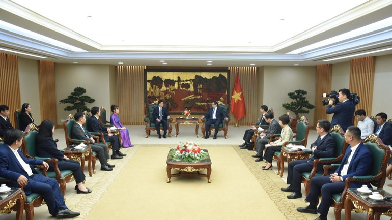 Quang cảnh buổi tiếp. (Ảnh: TRẦN HẢI)