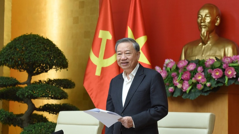 Tổng Bí thư Tô Lâm phát biểu ý kiến chỉ đạo. (Ảnh: TRẦN HẢI)