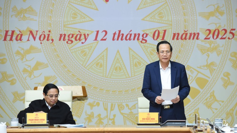 Bộ trưởng Lao động - Thương binh và Xã hội Đào Ngọc Dung phát biểu ý kiến tại Phiên họp (Ảnh: TRẦN HẢI).