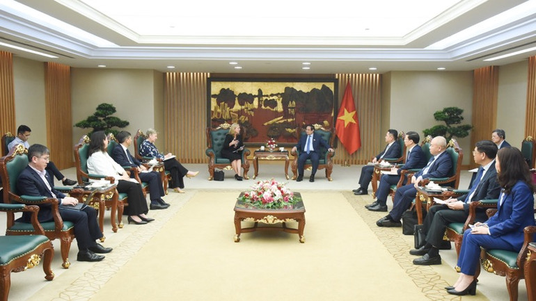 Quang cảnh buổi tiếp. (Ảnh: TRẦN HẢI)