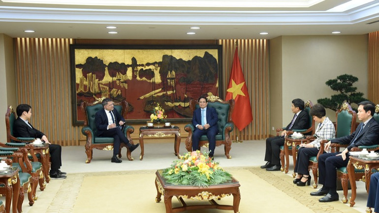 Quang cảnh buổi tiếp. (Ảnh: TRẦN HẢI)