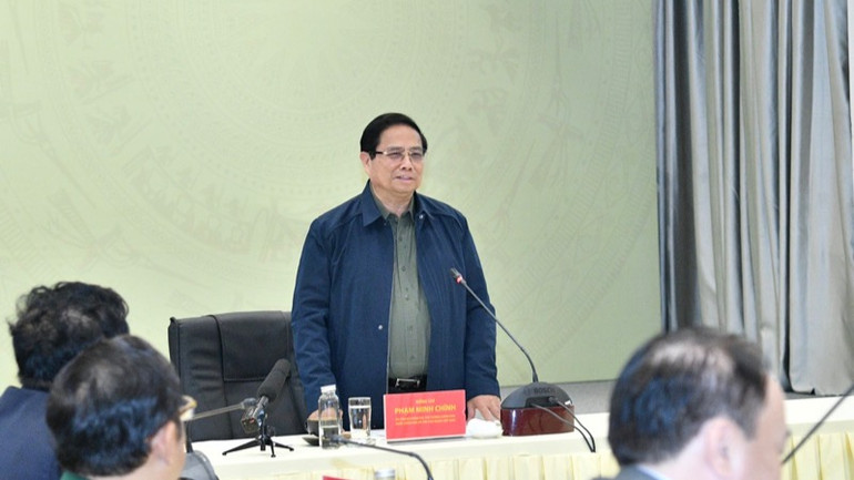 Thủ tướng phát biểu ý kiến tại cuộc làm việc. (Ảnh: THANH GIANG)