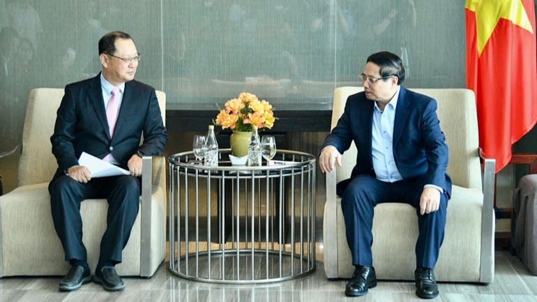 Thủ tướng Phạm Minh Chính tiếp ông Bae In Han, Tổng Giám đốc Hyosung Đồng Nai. (Ảnh: THANH GIANG)