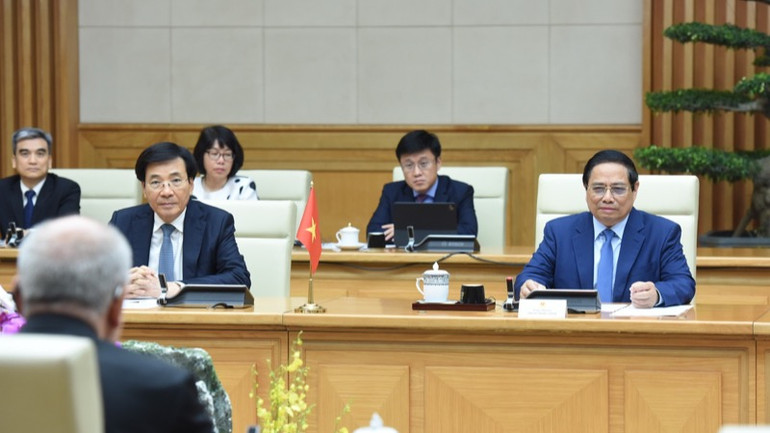 Thủ tướng Phạm Minh Chính phát biểu ý kiến tại cuộc hội kiến. (Ảnh: TRẦN HẢI) Thủ tướng Phạm Minh Chính phát biểu ý kiến tại cuộc hội kiến. (Ảnh: TRẦN HẢI)