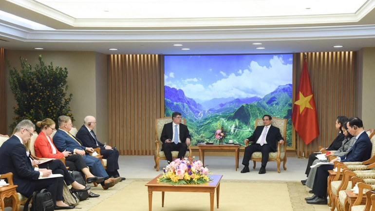 Quang cảnh buổi tiếp. (Ảnh: TRẦN HẢI)