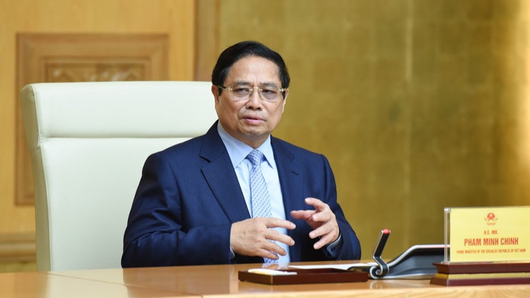 Thủ tướng Phạm Minh Chính phát biểu ý kiến tại buổi tiếp (Ảnh: TRẦN HẢI).