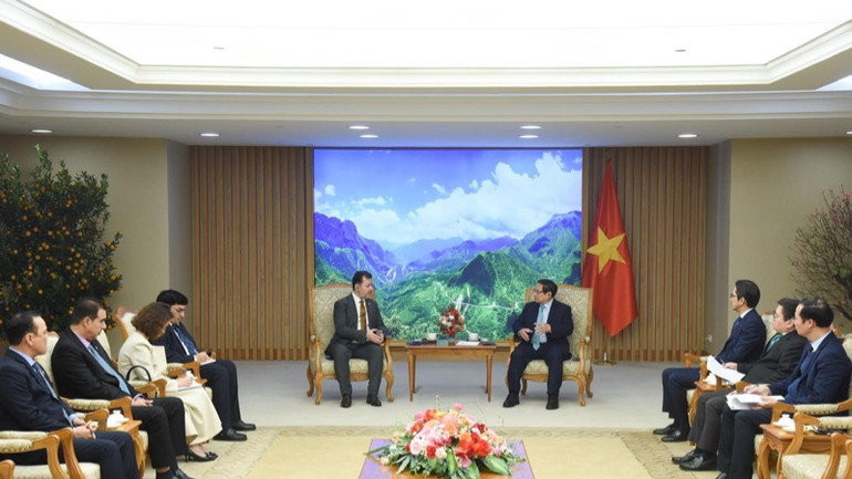 Quang cảnh buổi tiếp. (Ảnh: TRẦN HẢI)