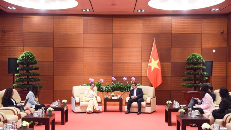 Quang cảnh buổi tiếp. (Ảnh: TRẦN HẢI)