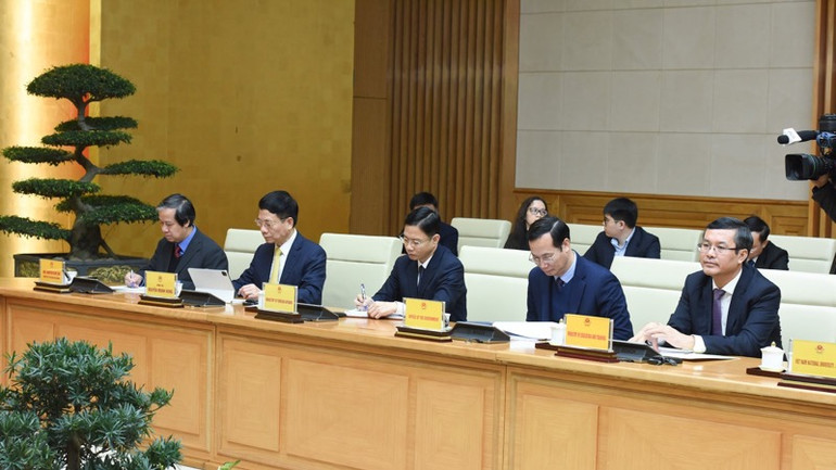 Đại diện lãnh đạo các bộ, ngành Việt Nam tham dự buổi tiếp. (Ảnh: TRẦN HẢI)