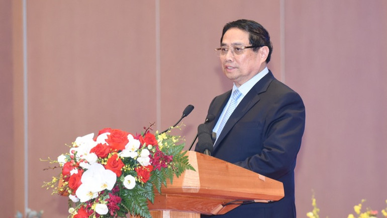 Thủ tướng Phạm Minh Chính phát biểu ý kiến tại Diễn đàn. (Ảnh: TRẦN HẢI) Thủ tướng Phạm Minh Chính phát biểu ý kiến tại Diễn đàn. (Ảnh: TRẦN HẢI)