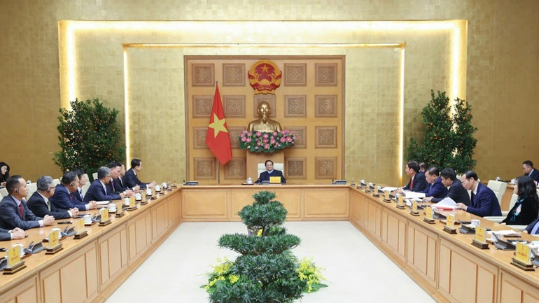 Quang cảnh buổi tiếp. (Ảnh: TRẦN HẢI)