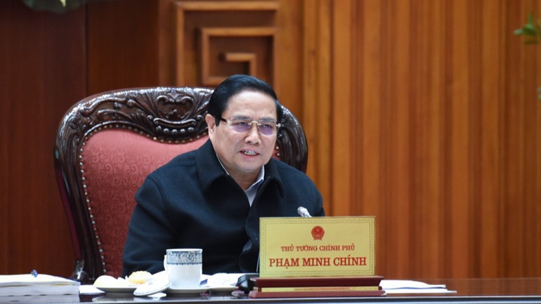 Thủ tướng Phạm Minh Chính phát biểu ý kiến chỉ đạo Phiên họp (Ảnh:TRẦN HẢI).