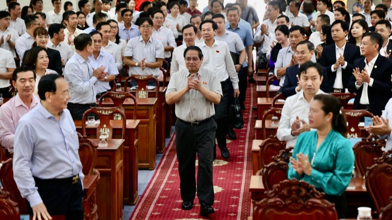 Thủ tướng Phạm Minh Chính tới dự hội nghị tiếp xúc cử tri thành phố Cần Thơ. (Ảnh: THANH GIANG) Thủ tướng Phạm Minh Chính tới dự hội nghị tiếp xúc cử tri thành phố Cần Thơ. (Ảnh: THANH GIANG)