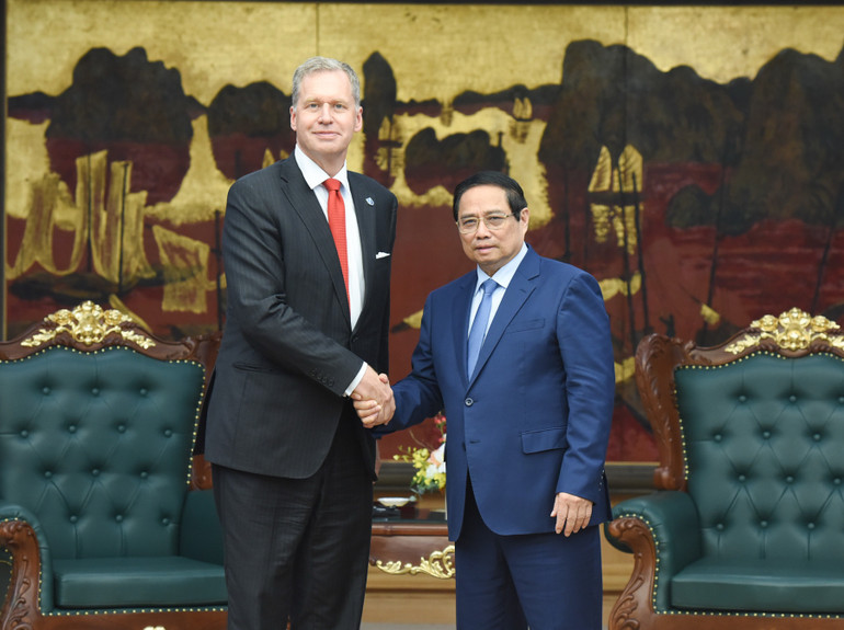 Thủ tướng Phạm Minh Chính tiếp ông Steven Kobos, Chủ tịch kiêm Giám đốc điều hành Tập đoàn Excelerate Energy (Hoa Kỳ). (Ảnh: Trần Hải) Thủ tướng Phạm Minh Chính tiếp ông Steven Kobos, Chủ tịch kiêm Giám đốc điều hành Tập đoàn Excelerate Energy (Hoa Kỳ). (Ảnh: Trần Hải)