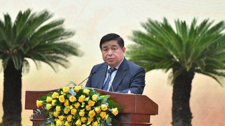 Bộ trưởng Kế hoạch và Đầu tư Nguyễn Chí Dũng phát biểu ý kiến tại Hội nghị. (Ảnh: THANH GIANG)