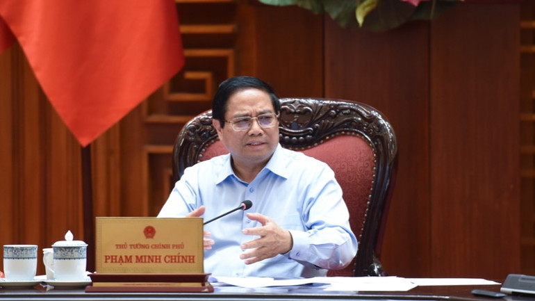 Thủ tướng Phạm Minh Chính phát biểu ý kiến tại cuộc họp. (Ảnh: TRẦN HẢI) Thủ tướng Phạm Minh Chính phát biểu ý kiến tại cuộc họp. (Ảnh: TRẦN HẢI)