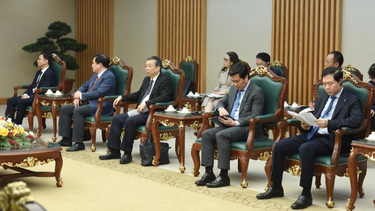 Lãnh đạo các bộ, ngành Việt Nam tham dự buổi tiếp. (Ảnh: TRẦN HẢI)