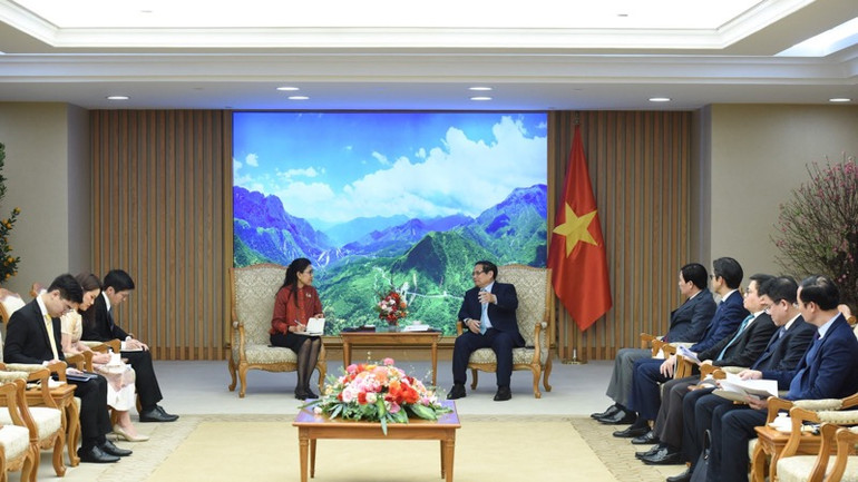 Quang cảnh buổi tiếp. (Ảnh: Trần Hải)