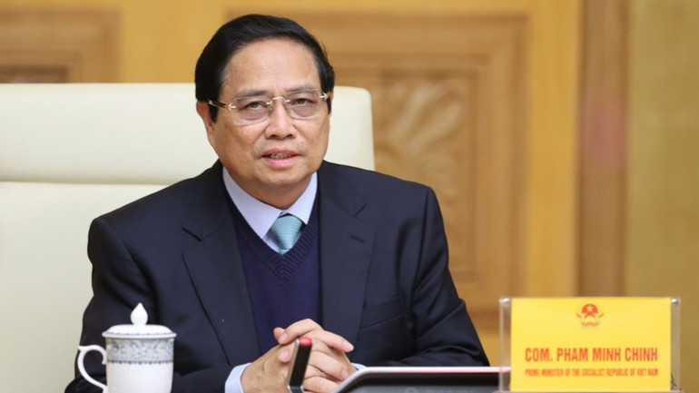 Thủ tướng Phạm Minh Chính phát biểu ý kiến tại buổi tiếp. (Ảnh: TRẦN HẢI)