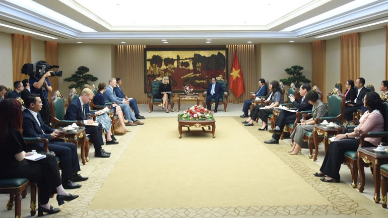 Quang cảnh buổi tiếp. (Ảnh: TRẦN HẢI)