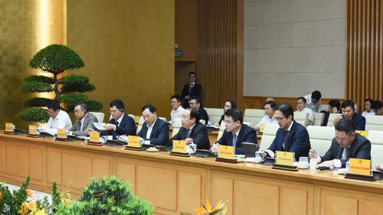 Đại diện lãnh đạo các bộ, ngành Việt Nam tại buổi gặp gỡ. (Ảnh: TRẦN HẢI) Đại diện lãnh đạo các bộ, ngành Việt Nam tại buổi gặp gỡ. (Ảnh: TRẦN HẢI)