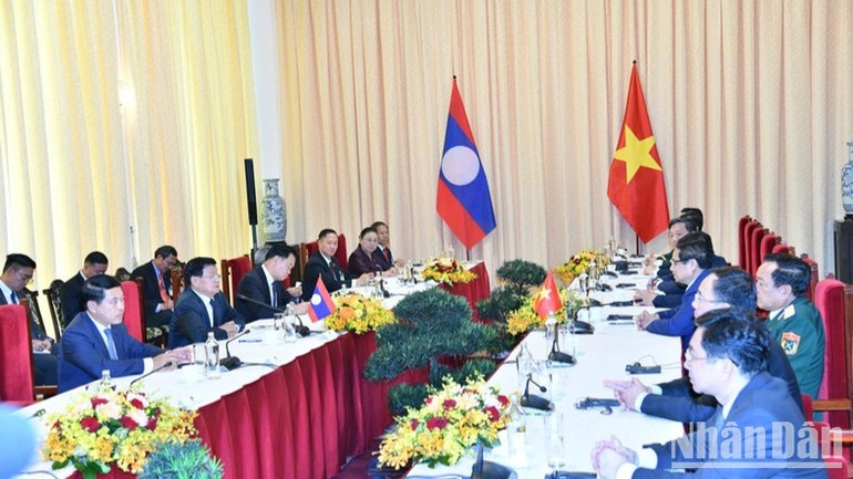 Quang cảnh buổi tiếp. (Ảnh: THANH GIANG)