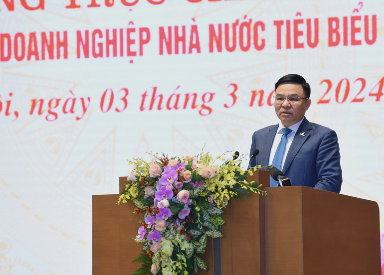 Chủ tịch Hội đồng Thành viên Tập đoàn Dầu khí Việt Nam (Petrovietnam) Lê Mạnh Hùng phát biểu.