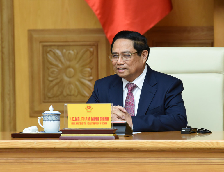 Thủ tướng Phạm Minh Chính phát biểu ý kiến tại buổi làm việc (Ảnh: Trần Hải).