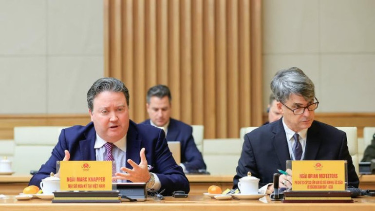Đại sứ Hoa Kỳ tại Việt Nam Marc Knapper phát biểu ý kiến. (Ảnh: TRẦN HẢI)