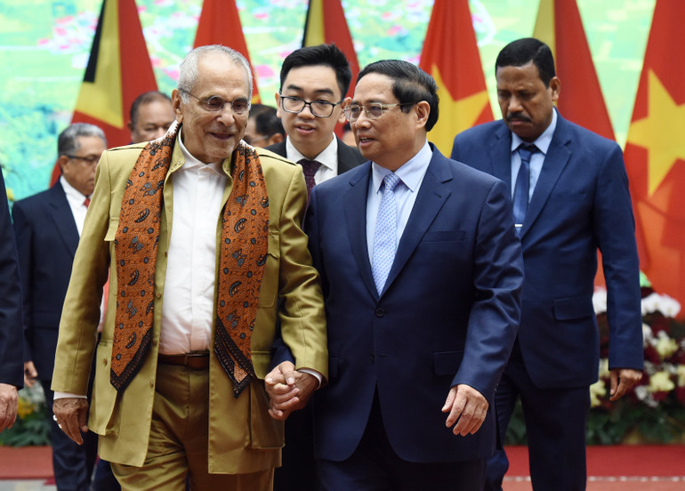Thủ tướng Phạm Minh Chính và Tổng thống Timor-Leste Jose Ramos-Horta. (Ảnh: TRẦN HẢI) Thủ tướng Phạm Minh Chính và Tổng thống Timor-Leste Jose Ramos-Horta. (Ảnh: TRẦN HẢI)