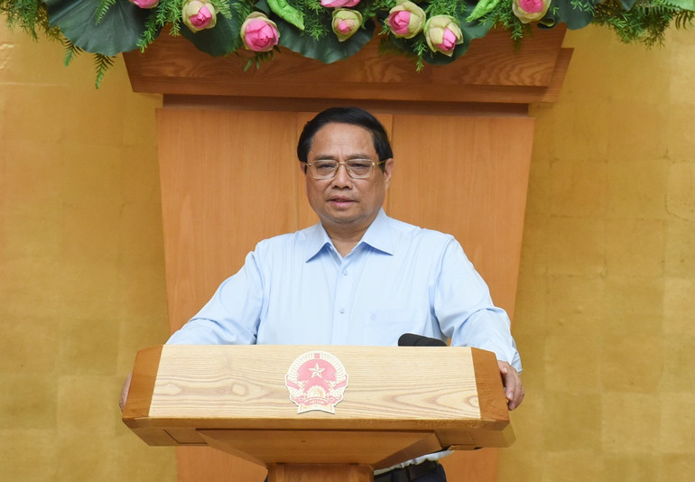 Thủ tướng Phạm Minh Chính phát biểu ý kiến tại phiên họp (Ảnh: TRẦN HẢI)